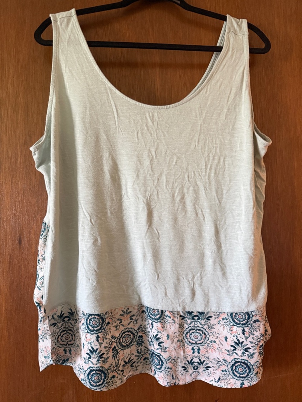 Maurices Light Sage Tank Top with Printed Hem
